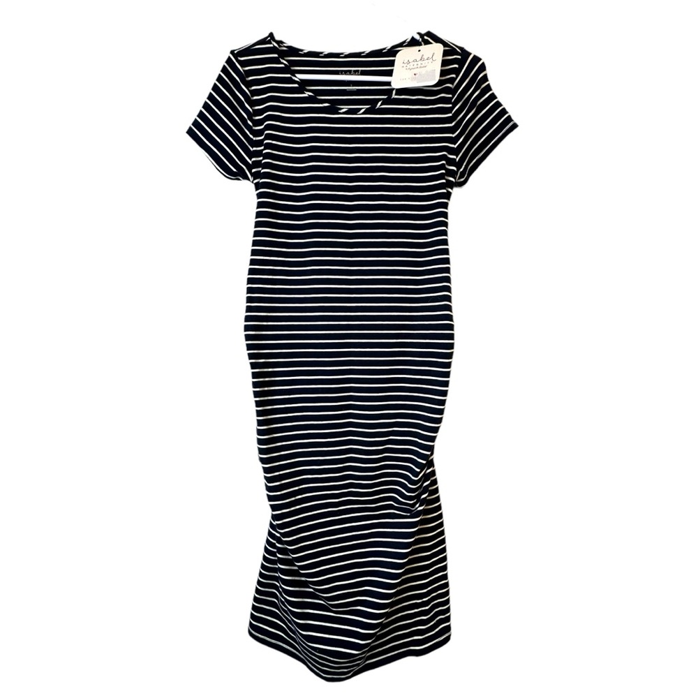Women's T-Shirt Maternity Dress - Isabel Maternity - Navy Stripe Size‎ Small